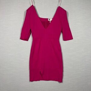 Lita by Ciara Dress Womens XS Pink Hot Padded Shoulders Mini Statement Party